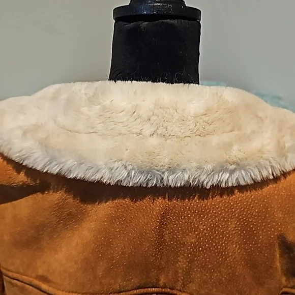 Leather Sherpa Jackets, Womens Large, Camel Color - Picture 7 of 14